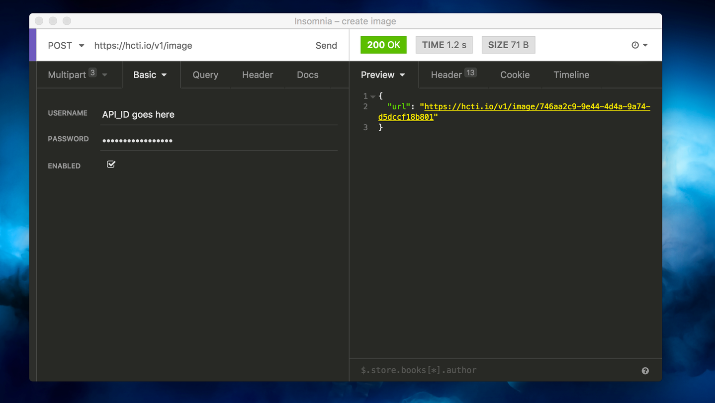Basic authentication in Insomnia