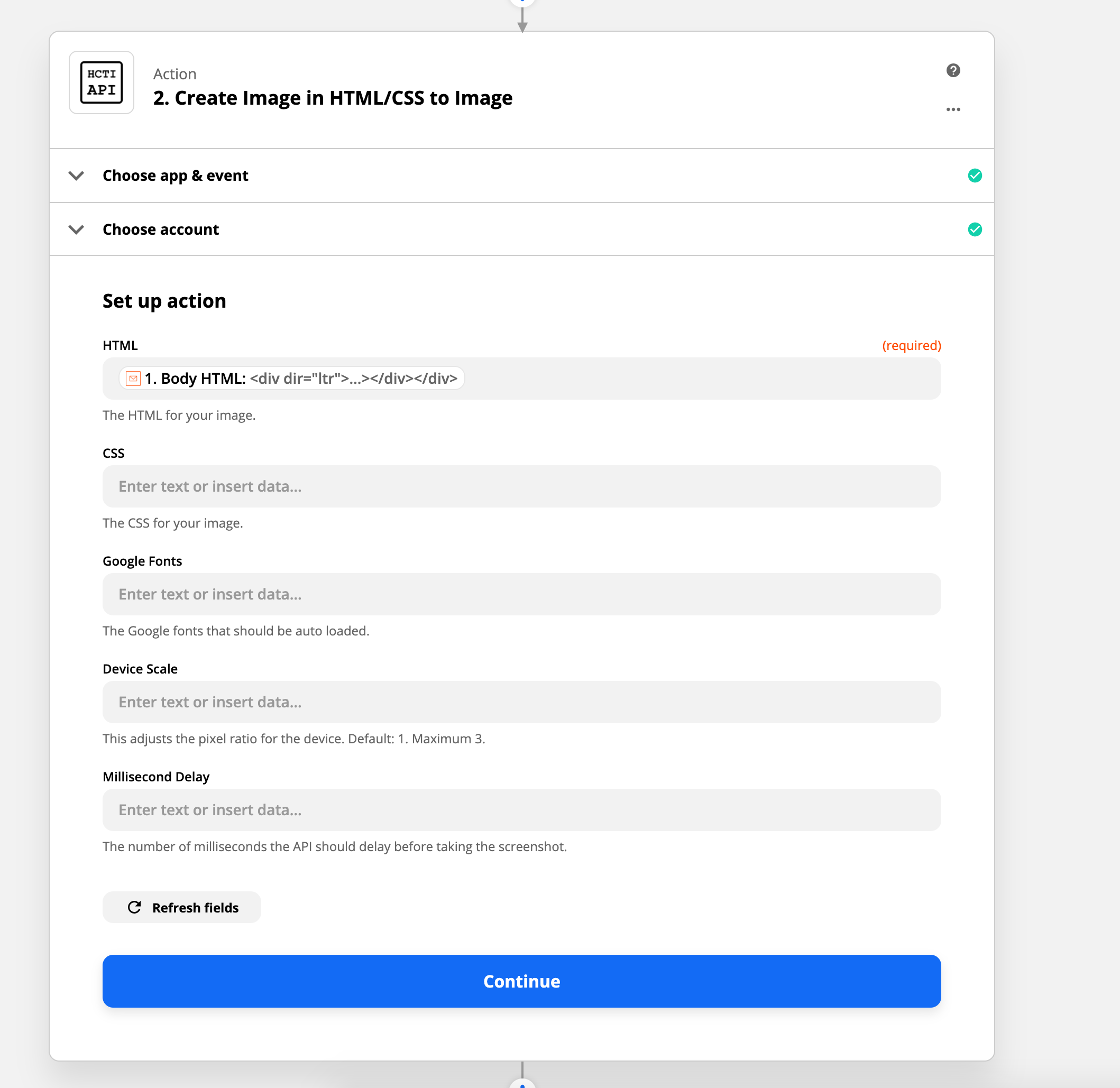 Map the email body to the image HTML field