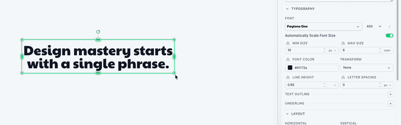 Simple Text block resizing text automatically as the block size changes